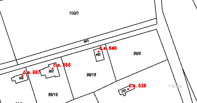 Luka pod Medníkem 646, Jílové u Prahy na parcele st. 483 v KÚ Luka pod Medníkem, Katastrální mapa