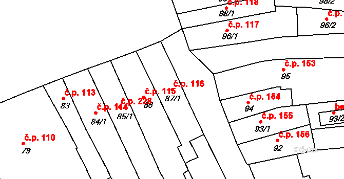 Broumov 116 na parcele st. 87/1 v KÚ Broumov, Katastrální mapa