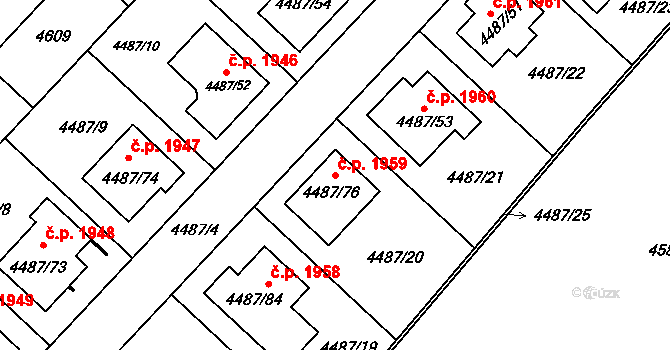 Kuřim 1959 na parcele st. 4487/76 v KÚ Kuřim, Katastrální mapa