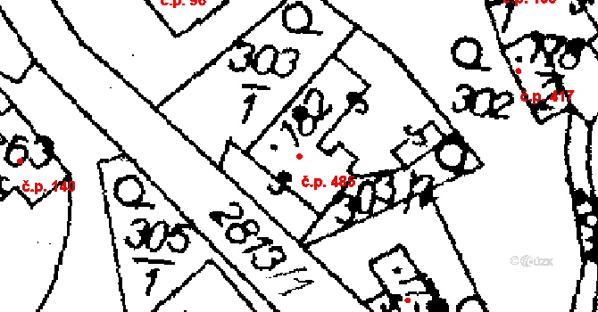 Libina 485 na parcele st. 7530 v KÚ Horní Libina, Katastrální mapa