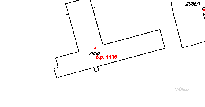 Mohelnice 1116 na parcele st. 2936 v KÚ Mohelnice, Katastrální mapa