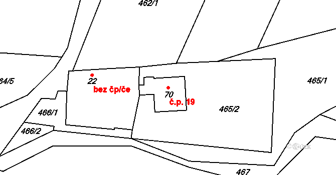 Boubská 19, Vimperk na parcele st. 70 v KÚ Boubská, Katastrální mapa