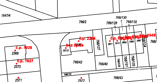 Předměstí 2254, Svitavy na parcele st. 3885 v KÚ Svitavy-předměstí, Katastrální mapa