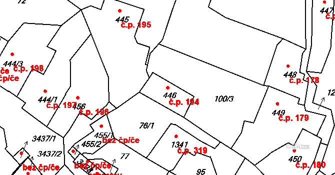 Plešivec 194, Český Krumlov na parcele st. 446 v KÚ Český Krumlov, Katastrální mapa