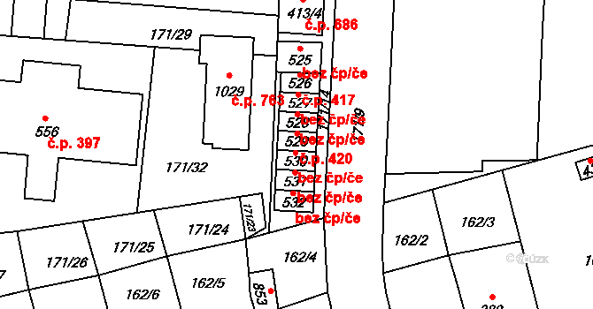 Černovice 421, Katastrální mapa