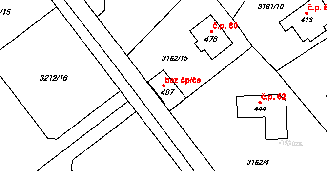 Týnec nad Sázavou 88284921 na parcele st. 487 v KÚ Podělusy, Katastrální mapa