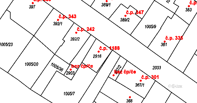 Blatná 1188 na parcele st. 2916 v KÚ Blatná, Katastrální mapa
