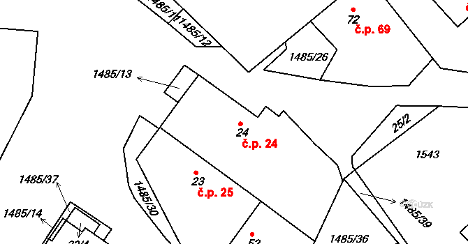Čachotín 24 na parcele st. 24 v KÚ Čachotín, Katastrální mapa