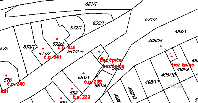Holešov 93361921 na parcele st. 551/2 v KÚ Holešov, Katastrální mapa