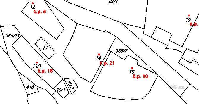 Peršíkov 21, Havlíčkova Borová na parcele st. 14 v KÚ Peršíkov, Katastrální mapa