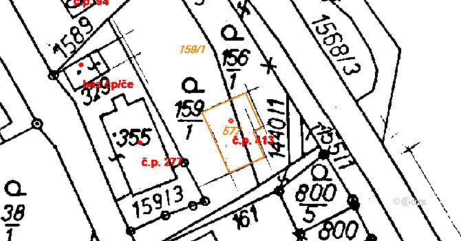 Jeřmanice 413 na parcele st. 577 v KÚ Jeřmanice, Katastrální mapa