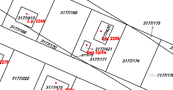 Tachov 95661921 na parcele st. 3177/421 v KÚ Tachov, Katastrální mapa
