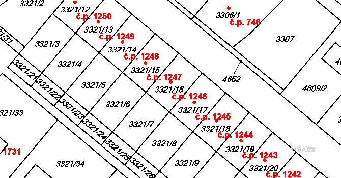 Chotěboř 1246 na parcele st. 3321/16 v KÚ Chotěboř, Katastrální mapa
