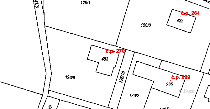 Kocléřov 270, Vítězná na parcele st. 453 v KÚ Kocléřov, Katastrální mapa