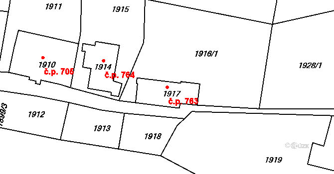 Rychnov nad Kněžnou 763 na parcele st. 1917 v KÚ Rychnov nad Kněžnou, Katastrální mapa