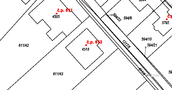 Holínské Předměstí 613, Jičín na parcele st. 4518 v KÚ Jičín, Katastrální mapa