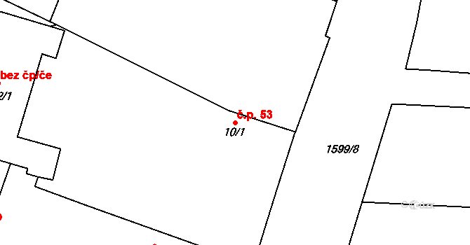 Činěves 53 na parcele st. 10/1 v KÚ Činěves, Katastrální mapa