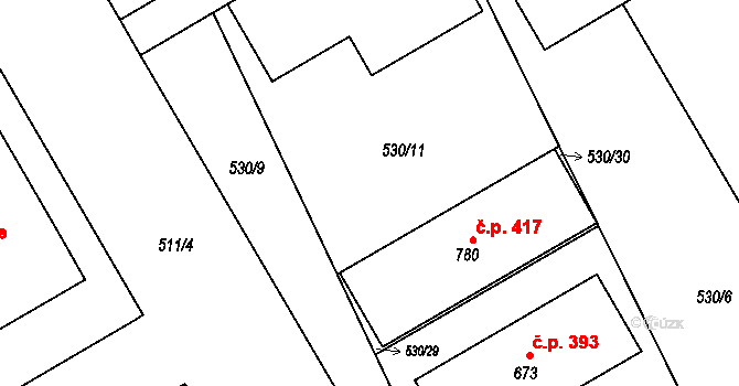 Louky 467, Zlín na parcele st. 819 v KÚ Louky nad Dřevnicí, Katastrální mapa