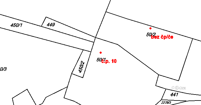 Buda 10, Horka II na parcele st. 50/1 v KÚ Horka nad Sázavou, Katastrální mapa