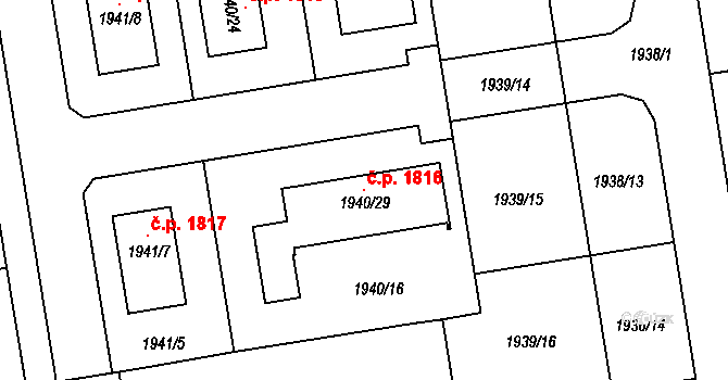 Holešov 1816 na parcele st. 1940/29 v KÚ Holešov, Katastrální mapa