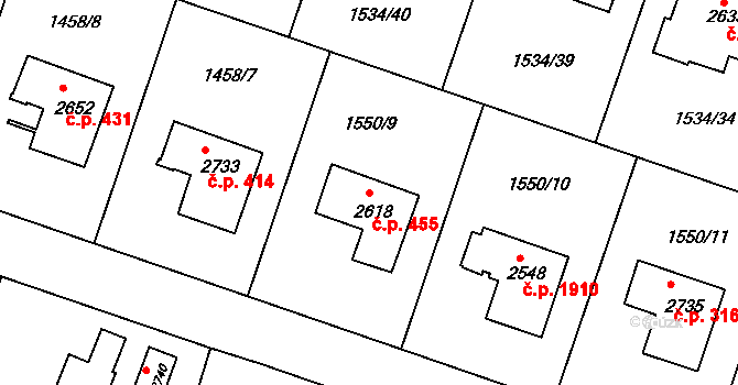 Šumperk 455 na parcele st. 2618 v KÚ Šumperk, Katastrální mapa