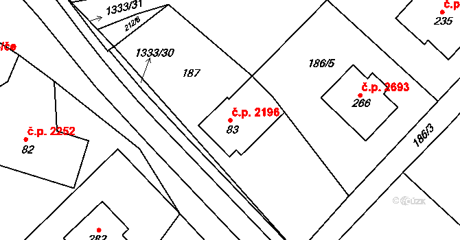 Šumperk 2196 na parcele st. 83 v KÚ Horní Temenice, Katastrální mapa