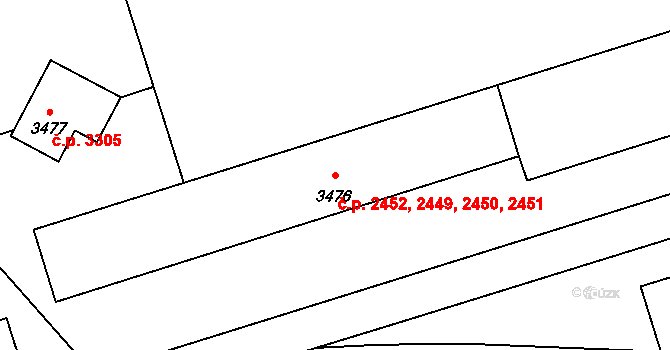 Kročehlavy 2449,2450,2451,2452, Kladno na parcele st. 3476 v KÚ Kročehlavy, Katastrální mapa