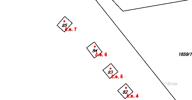 Mutná 6, Cizkrajov na parcele st. 84 v KÚ Mutná, Katastrální mapa