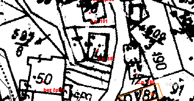 Tisová 157, Kraslice na parcele st. 141 v KÚ Tisová u Kraslic, Katastrální mapa