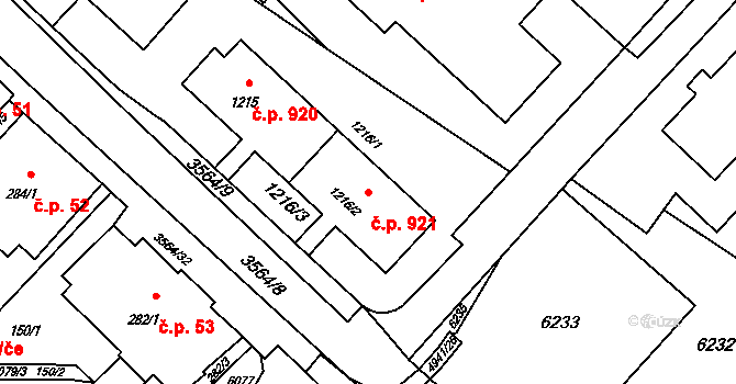 Rožnov pod Radhoštěm 921 na parcele st. 1216/2 v KÚ Rožnov pod Radhoštěm, Katastrální mapa