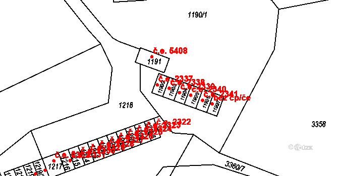 Střekov 2338, Ústí nad Labem na parcele st. 1190/3 v KÚ Střekov, Katastrální mapa
