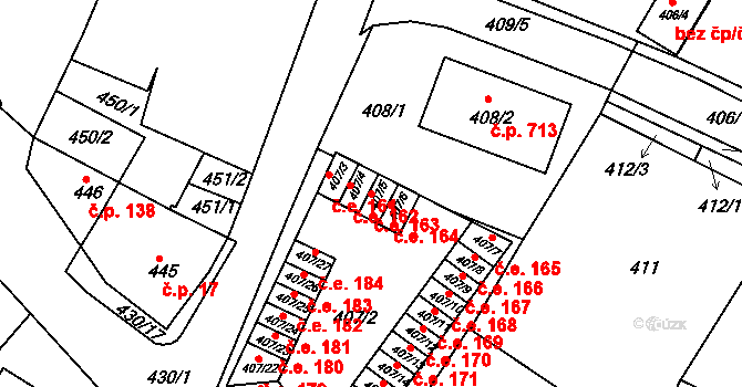 Miřetice u Klášterce nad Ohří 163, Klášterec nad Ohří na parcele st. 407/5 v KÚ Miřetice u Klášterce nad Ohří, Katastrální mapa
