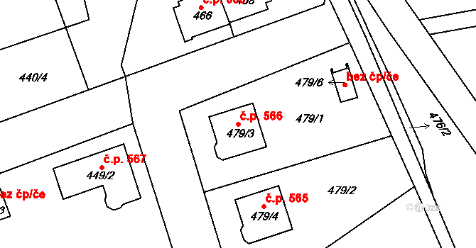 Proboštov 566 na parcele st. 479/3 v KÚ Proboštov u Teplic, Katastrální mapa