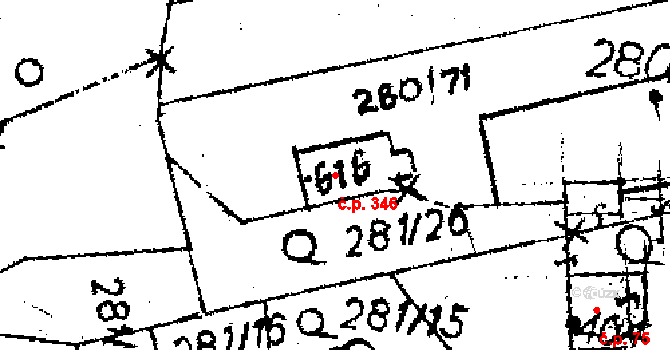 Jaroměřice 346 na parcele st. 616 v KÚ Jaroměřice, Katastrální mapa