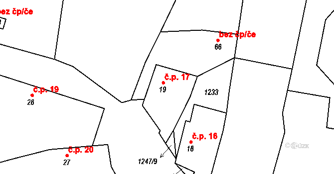 Černětice 17, Volyně na parcele st. 19 v KÚ Černětice, Katastrální mapa