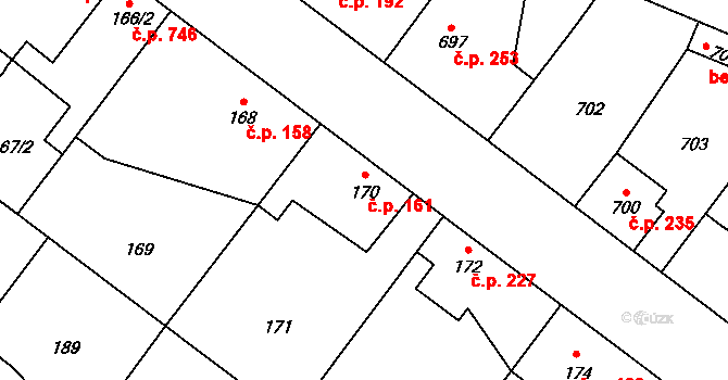 Kolovraty 161, Praha na parcele st. 170 v KÚ Kolovraty, Katastrální mapa