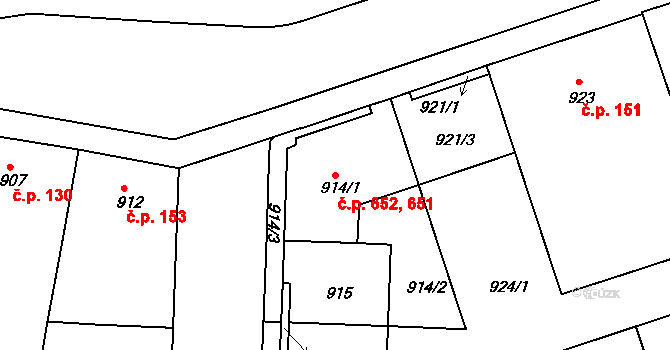 Žižkov 651,652, Praha na parcele st. 918/2 v KÚ Žižkov, Katastrální mapa