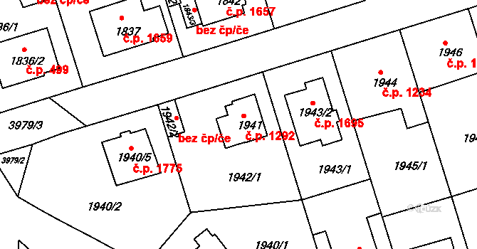 Modřany 1292, Praha na parcele st. 1941 v KÚ Modřany, Katastrální mapa