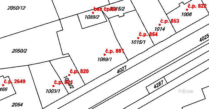 Dvůr Králové nad Labem 861 na parcele st. 1089/1 v KÚ Dvůr Králové nad Labem, Katastrální mapa