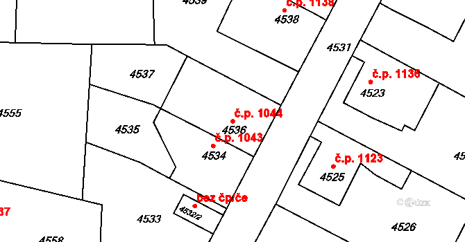 Česká Lípa 1044 na parcele st. 4536 v KÚ Česká Lípa, Katastrální mapa