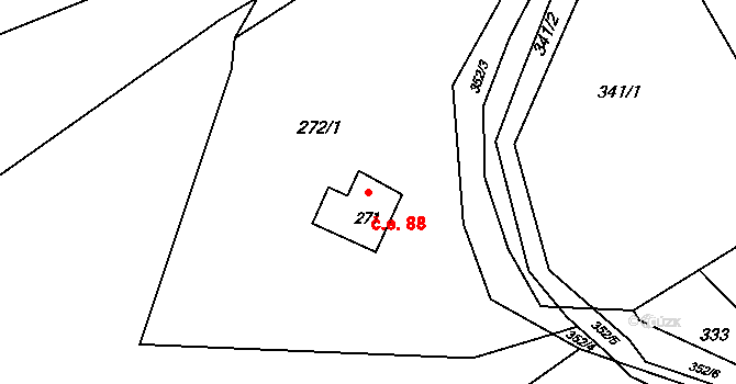 Štěpánovice 88 na parcele st. 271 v KÚ Štěpánovice u Tišnova, Katastrální mapa