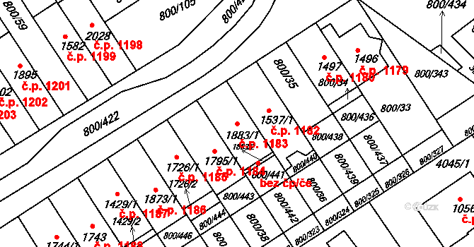 Mařatice 1183, Uherské Hradiště na parcele st. 1883/1 v KÚ Mařatice, Katastrální mapa