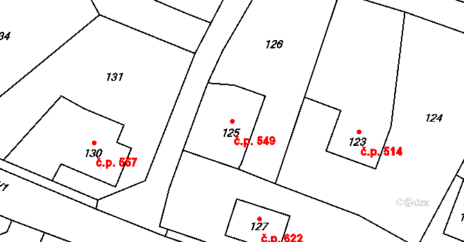 Plesná 549, Ostrava na parcele st. 125 v KÚ Nová Plesná, Katastrální mapa