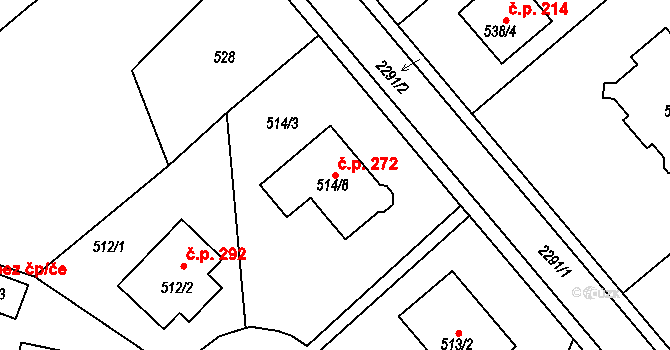 Malé Předměstí 272, Horšovský Týn na parcele st. 514/8 v KÚ Horšovský Týn, Katastrální mapa