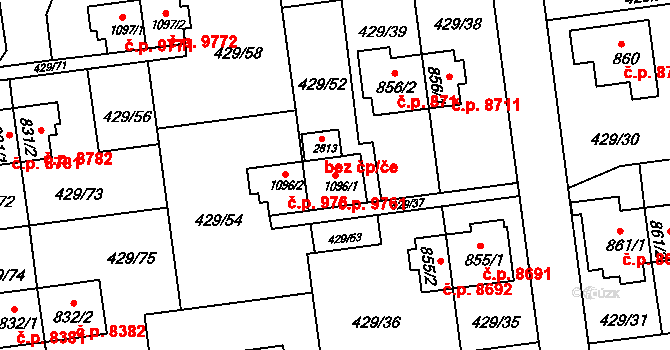 Otrokovice 9761 na parcele st. 1096/1 v KÚ Otrokovice, Katastrální mapa