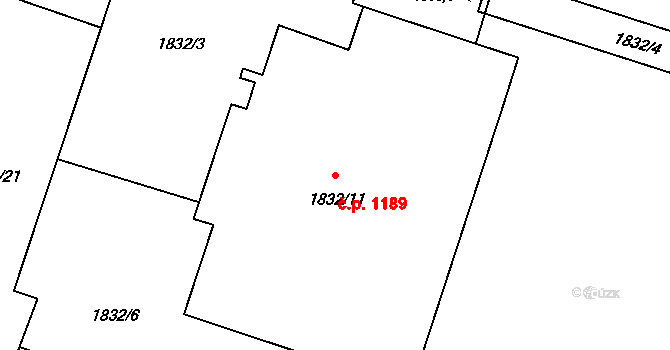 Stará Bělá 1189, Ostrava na parcele st. 1832/11 v KÚ Stará Bělá, Katastrální mapa