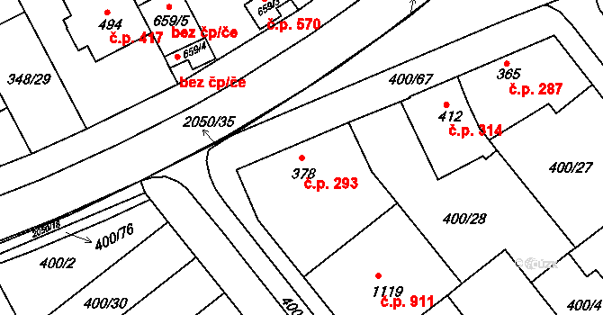 Mařatice 293, Uherské Hradiště na parcele st. 378 v KÚ Mařatice, Katastrální mapa