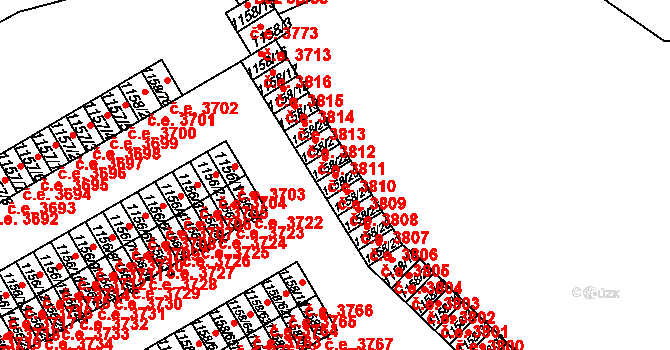 Střekov 3809, Ústí nad Labem na parcele st. 1158/23 v KÚ Střekov, Katastrální mapa
