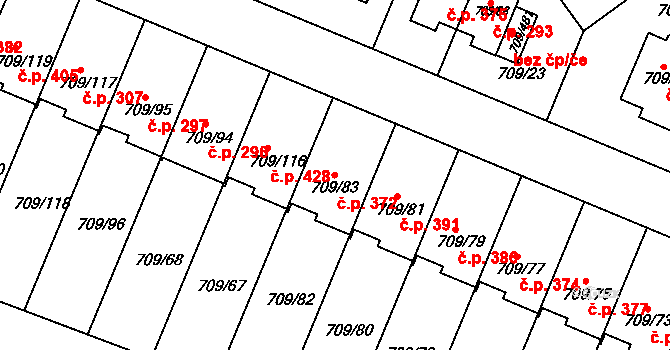 Popůvky 372 na parcele st. 709/83 v KÚ Popůvky u Brna, Katastrální mapa