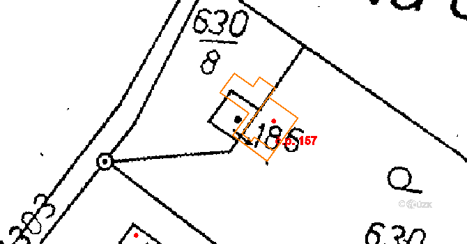 Louňovice pod Blaníkem 157 na parcele st. 186 v KÚ Louňovice pod Blaníkem, Katastrální mapa